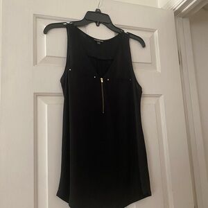 Express Black Tank Top with Gold Zipper